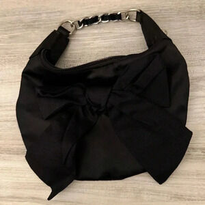 Camille La Vie Satin Black Bow Shoulder Bag